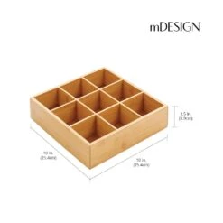 9-Section Bamboo Bin 10 X 10 X 3.5 8 9-Section Bamboo Bin 10 X 10 X 3.5 -Home storage 1000 Square JPG 16314MDK Dimensions