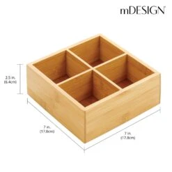 4-Section Bamboo Bin 7 X 7 X 2.5 -Home storage 1000 Square JPG 16320MDK Dimensions