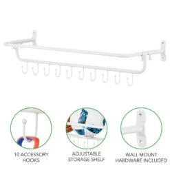Wall Mount Sports Equipment Rack With Hooks 7 Wall Mount Sports Equipment Rack With Hooks -Home storage 1000 Square JPG 18028MDHS Detail