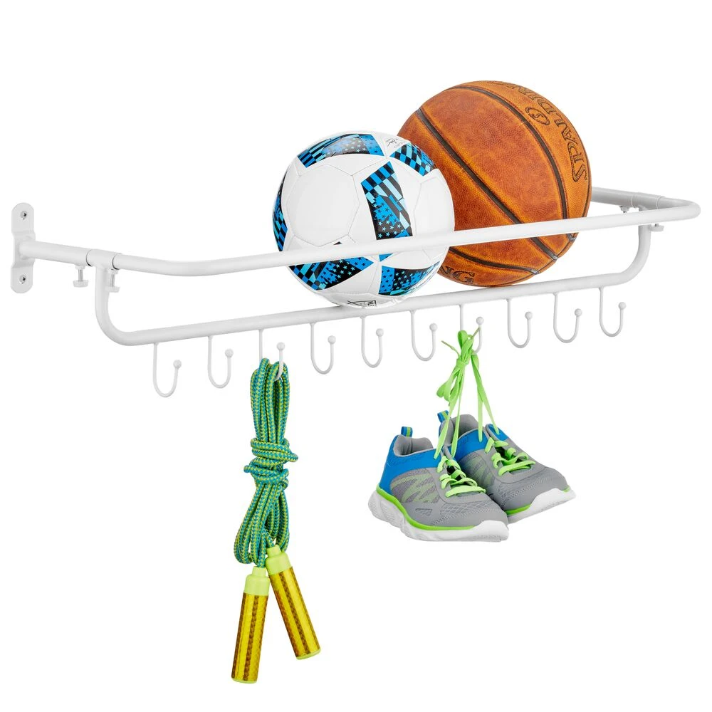 Wall Mount Sports Equipment Rack With Hooks 2 Wall Mount Sports Equipment Rack With Hooks - Image 2