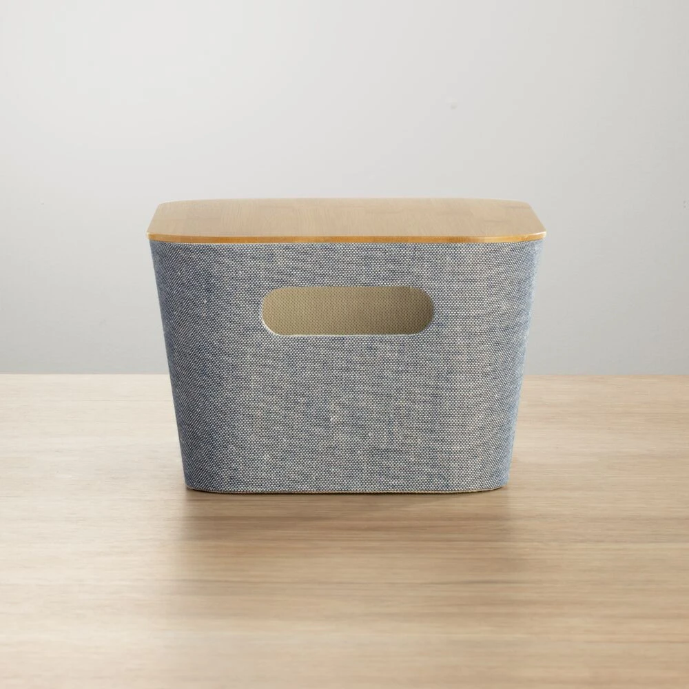 Stackable Fabric Bins With Bamboo Lids 12 X 9 X 6