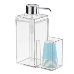 Rectangular Mouthwash Dispenser + Cup Holder