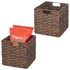Woven Plastic Cube Basket 10.5 X 10.5 X 10.5 -Home storage 1000 Square JPG 21409MDK Outline