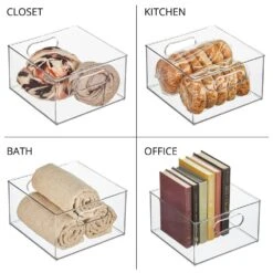 Clear Stackable Storage Bins 10 X 10 X 6 -Home storage 1000 Square JPG 24463MDBST Detail