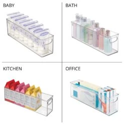 Narrow Stackable Bath Bin With Handles 15.5 X 3.75 X 4.75 9 Narrow Stackable Bath Bin With Handles 15.5 X 3.75 X 4.75 -Home storage 1000 Square JPG 6705MDK Detail