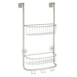 Over-the-Door Shower Caddy With 6 Hooks -Home storage 1000 Square JPG 7821MDBST Outline 2