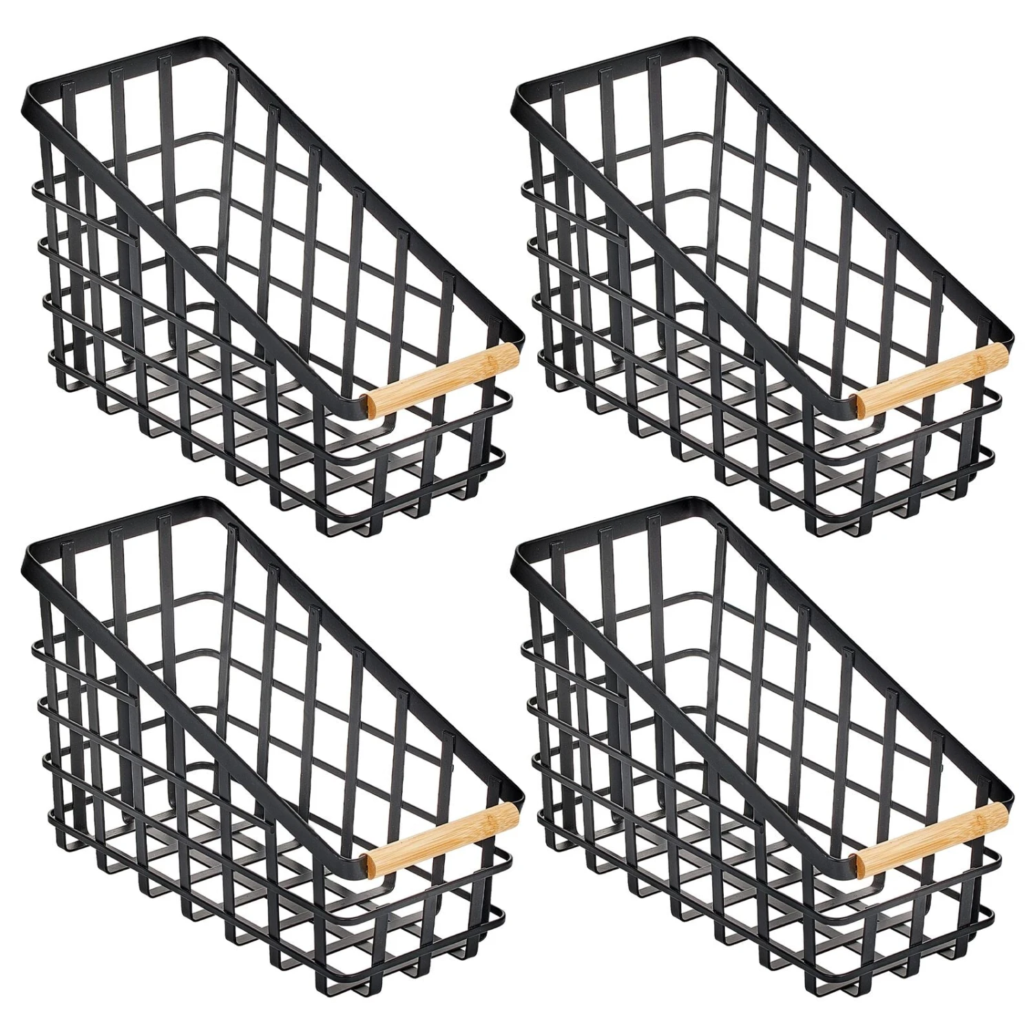 Wire Pantry Basket With Bamboo Handle 12 X 6 X 8 7 Wire Pantry Basket With Bamboo Handle 12 X 6 X 8 - Image 7