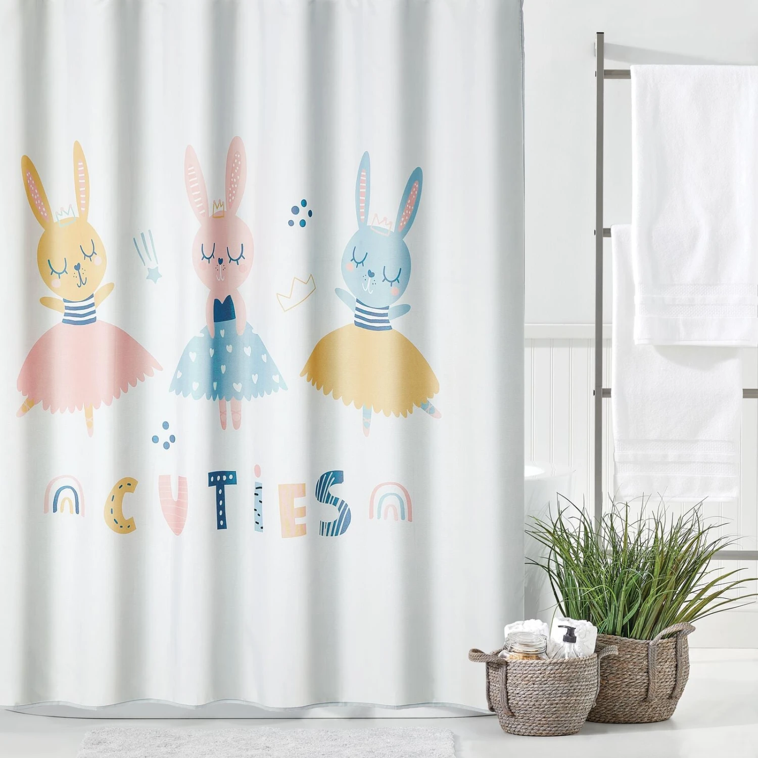 Bunny Ballerinas Shower Curtain 2 Bunny Ballerinas Shower Curtain - Image 2