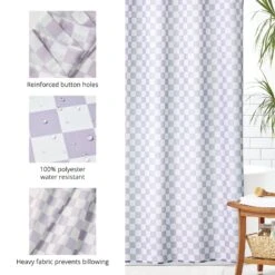Checkered Shower Curtain -Home storage 1600 300DPI 23529MDSC detail6