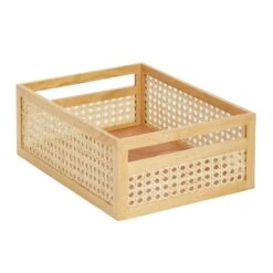 Natural Cane Bin With Handles 16 X 12 X 6 -Home storage 1600 300DPI 23543MDK OLa