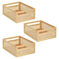 Natural Cane Bin With Handles 16 X 12 X 6 -Home storage 1600 300DPI 23544MDK.MAIN 3