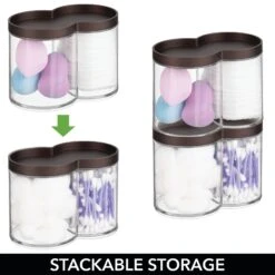 Stackable Divided Vanity Canister -Home storage 1600 Square JPG 02161MDBST.PT02