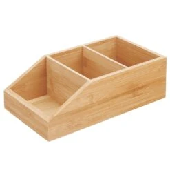 Divided Open-Front Bamboo Bath Bin 11 X 6 X 3.5