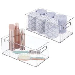 Stackable Bathroom Bin With Handles 15 X 8 X 6 -Home storage 1600 Square JPG 03282MDBST.PT01
