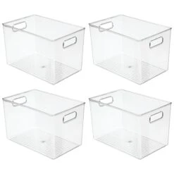 Clear Plastic Bin With Handles 12 X 8 X 8 -Home storage 1600 Square JPG 03804MDHS new