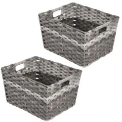 Woven Plastic Basket 14.5 X 12 X 8
