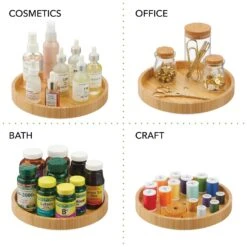 9" Bamboo Lazy Susan Turntable -Home storage 1600 Square JPG 14313MDK.PT03