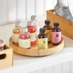 9" Bamboo Lazy Susan Turntable -Home storage 1600 Square JPG 14313MDK glam