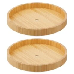 9" Bamboo Lazy Susan Turntable -Home storage 1600 Square JPG 14314MDK.MAIN 3