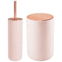 Slim Toilet Bowl Brush + Wastebasket Set
