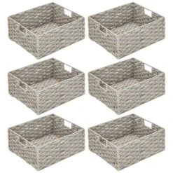 Braided Hyacinth Basket With Handles 13 X 12 X 6 -Home storage 1600 Square JPG 17577MDK.MAIN 3