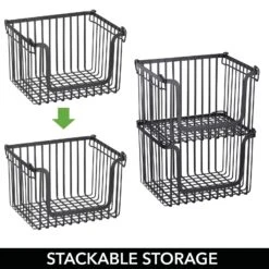 Stackable Wire Pantry Baskets 10 X 12 X 8 -Home storage 1600 Square JPG 18608MDK.PT03