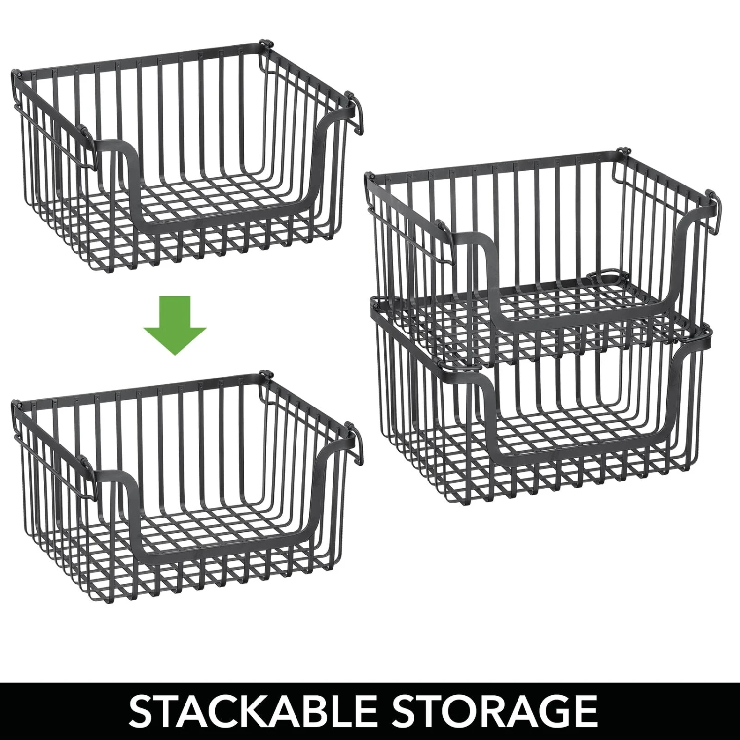 Stackable Wire Pantry Baskets 10 X 12 X 6 8 Stackable Wire Pantry Baskets 10 X 12 X 6 - Image 8