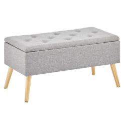 Tufted Storage Bench With Hinge Lid