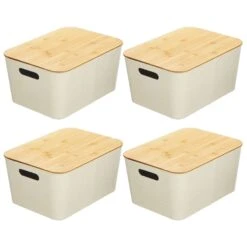 Stackable Fabric Bins With Bamboo Lids 16 X 12 X 8 9 Stackable Fabric Bins With Bamboo Lids 16 X 12 X 8 -Home storage 1600 Square JPG 20074MDHS.MAIN 3