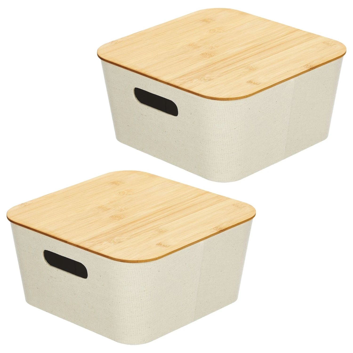 Stackable Fabric Bins With Bamboo Lids 12 X 12 X 6 6 Stackable Fabric Bins With Bamboo Lids 12 X 12 X 6 - Image 6