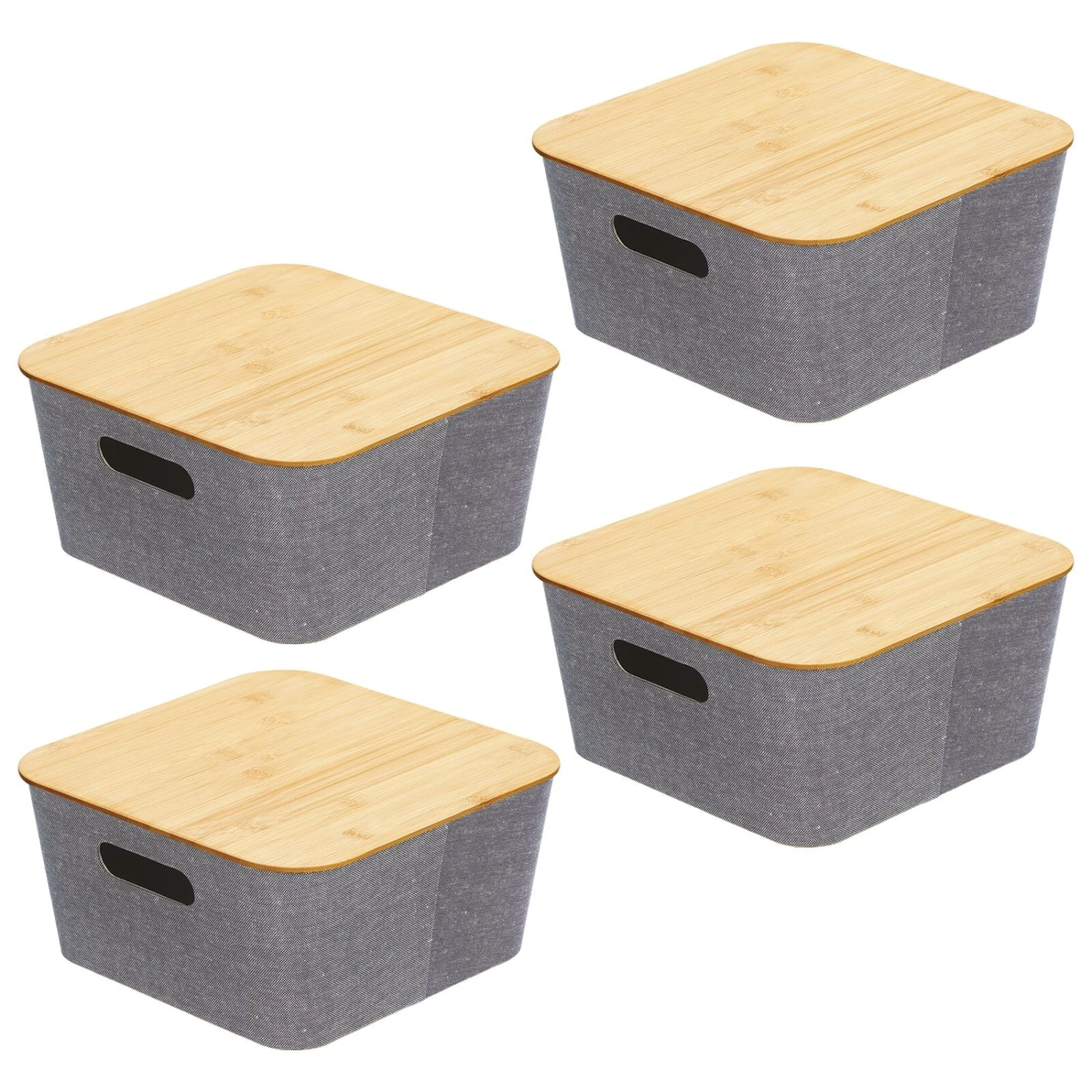 Stackable Fabric Bins With Bamboo Lids 12 X 12 X 6 7 Stackable Fabric Bins With Bamboo Lids 12 X 12 X 6 - Image 7