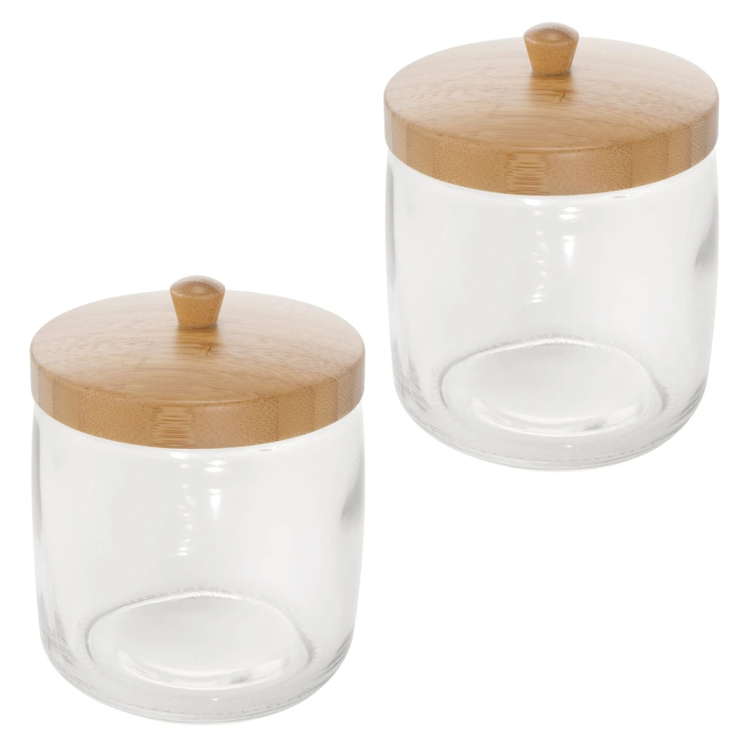 Glass Bathroom Canisters With Bamboo Lids 1 Glass Bathroom Canisters With Bamboo Lids
