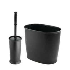 Toilet Brush + Trash Can Set