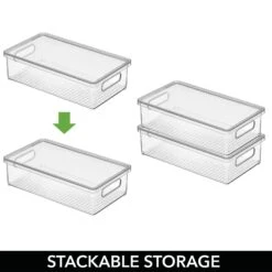 Stackable Kitchen Box With Lid And Handles 15 X 8.5 X 4 -Home storage 1600 Square JPG RFQ 40131 clear detail1