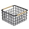 Wire Closet Basket With Bamboo Handles 14 X 14 X 8