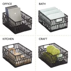 Macrame Wire + Cotton Rope Baskets 12 X 9 X 6 10 Macrame Wire + Cotton Rope Baskets 12 X 9 X 6 -Home storage 1600 Square JPG RFQ 43507 black detail2