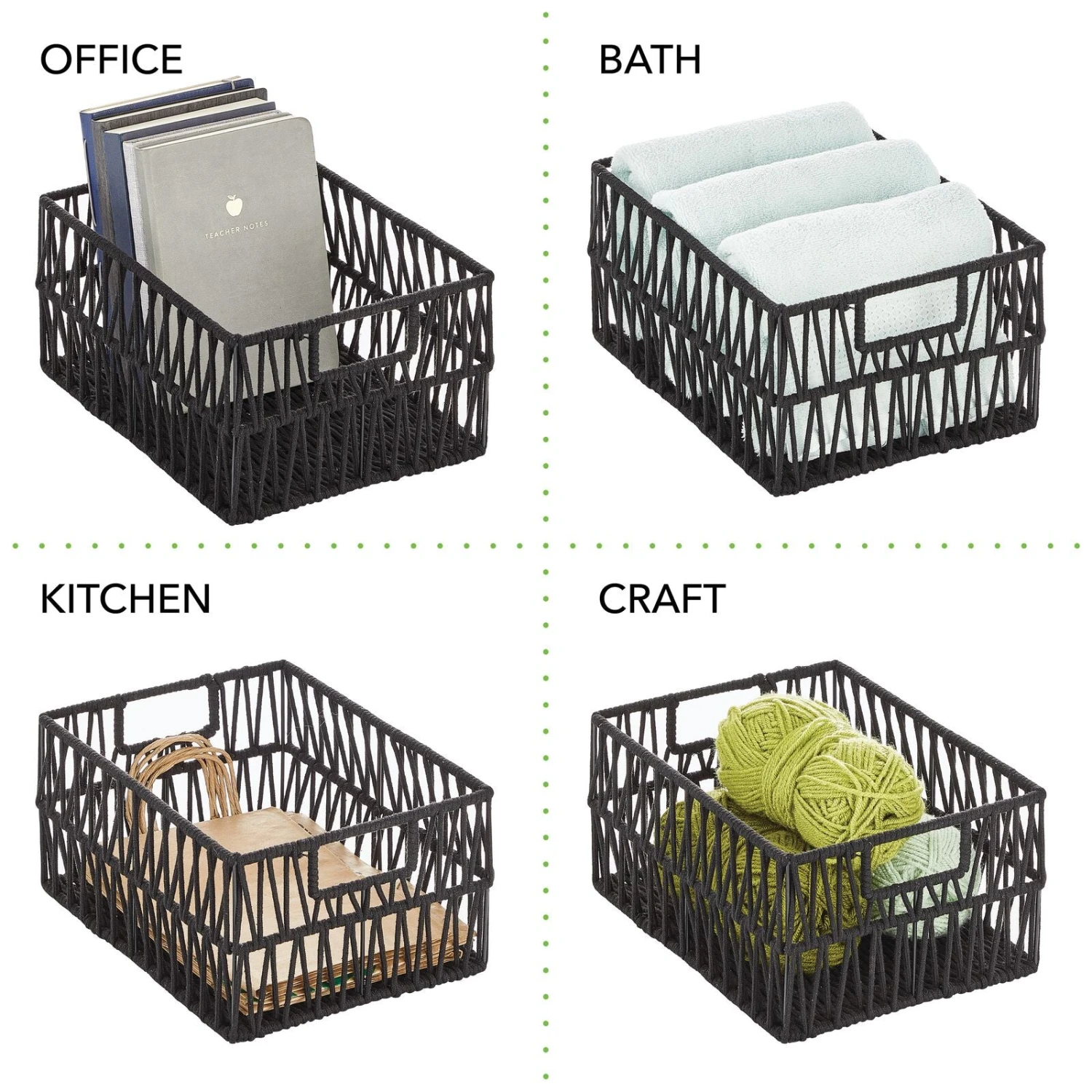 Macrame Wire + Cotton Rope Baskets 12 X 9 X 6 5 Macrame Wire + Cotton Rope Baskets 12 X 9 X 6 - Image 5