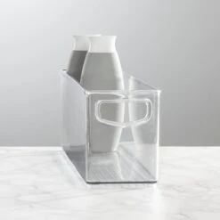 Narrow Stackable Bath Bin With Handles 15.5 X 3.75 X 4.75