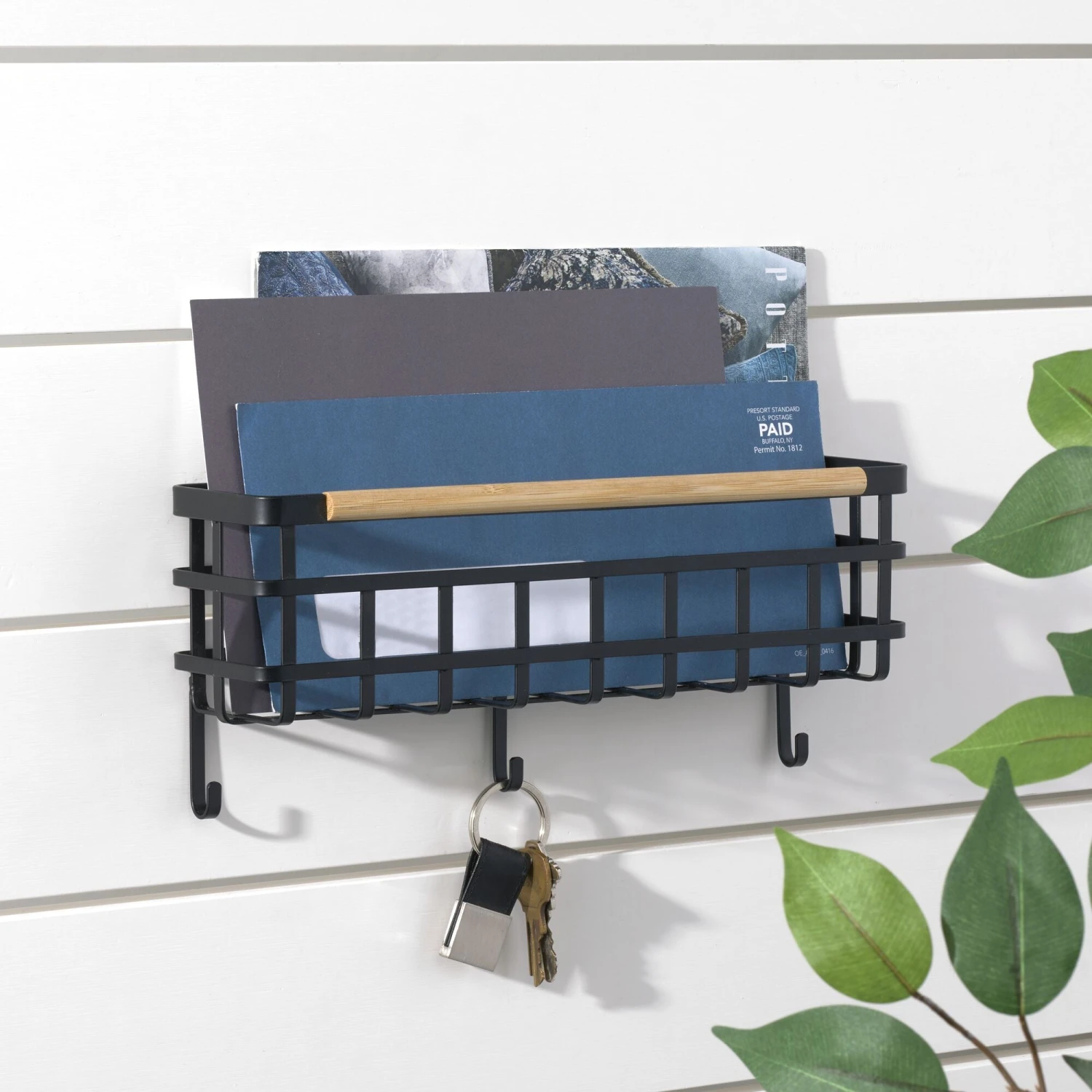 Mail And Key Wall Organizer With Bamboo Handle 3 Mail And Key Wall Organizer With Bamboo Handle - Image 3