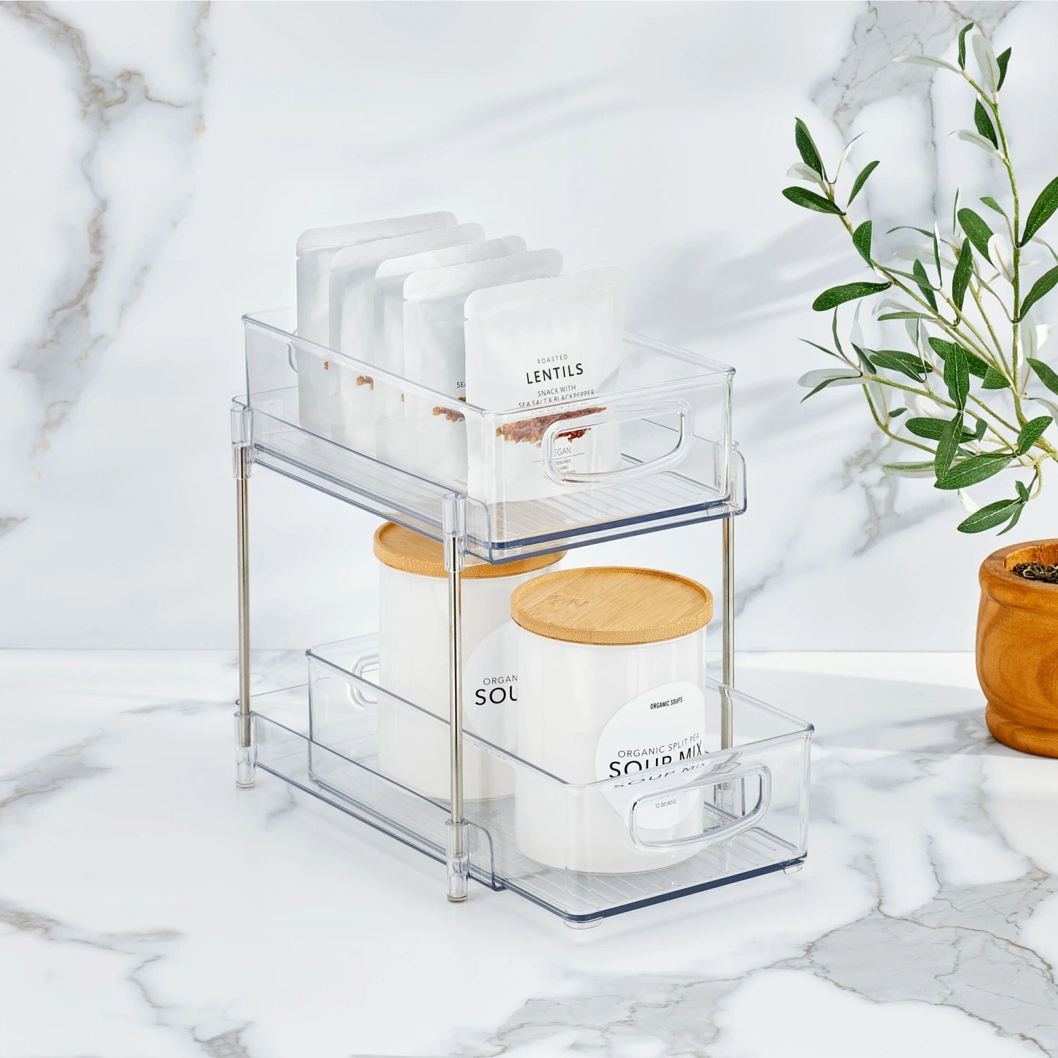 2-Tier Organizer With Pull-Out Bins 10 X 8 X 11 2 2-Tier Organizer With Pull-Out Bins 10 X 8 X 11 - Image 2