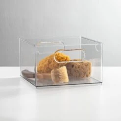 Clear Stackable Bath Bin 10 X 10 X 6