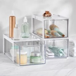 Stackable Makeup Storage Drawer 12 X 8 X 6 -Home storage 2000 300DPI Bathroom 20White 20Glam 201