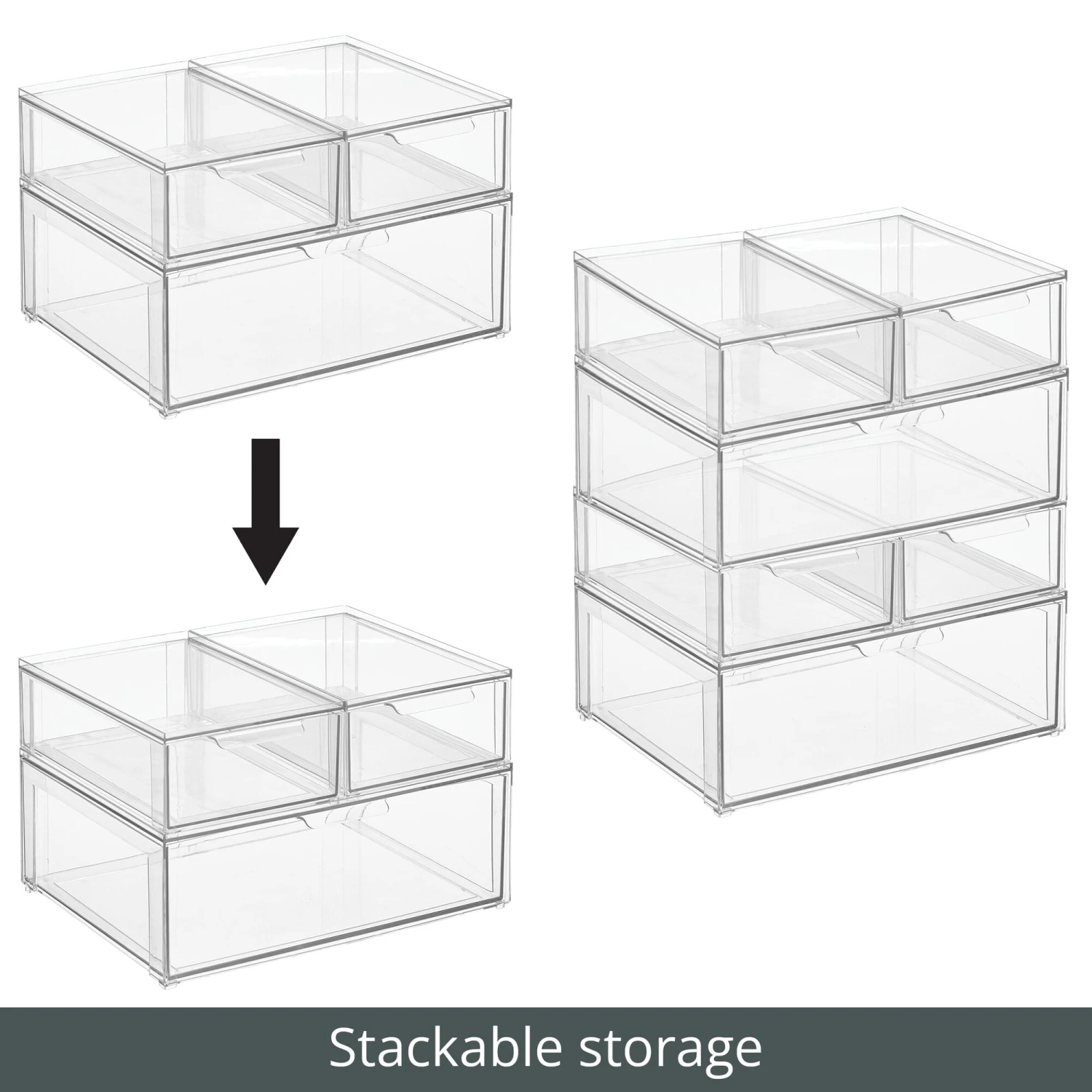 3-Piece Stackable Bath Storage Drawers 4 3-Piece Stackable Bath Storage Drawers - Image 4