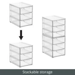 Stackable 3-Drawer Organizer -Home storage 2000 300DPI RFQ 2044082 20clear detail3