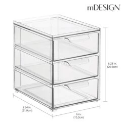 Stackable 3-Drawer Organizer -Home storage 2000 300DPI RFQ 2044082 20clear dims