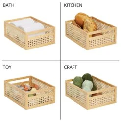 Natural Cane Bin With Handles 16 X 12 X 6 -Home storage 2000 300DPI RFQ 2044317 detail