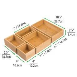 5-Piece Bamboo Drawer Organizer Set 8 5-Piece Bamboo Drawer Organizer Set -Home storage 2000 Square JPG 01449MDK.PT01