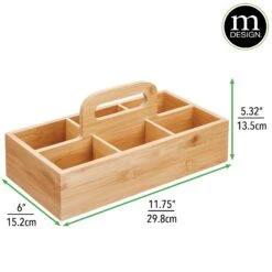 6-Section Bamboo Kitchen Caddy -Home storage 2000 Square JPG 03095MDK.DIMS