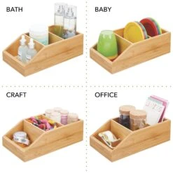 Divided Open-Front Bamboo Bath Bin 11 X 6 X 3.5 -Home storage 2000 Square JPG 03099MDK 2EPT03