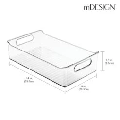 Kitchen Storage Bin With Handles 14 X 8 X 3.5 -Home storage 2000 Square JPG 04105MDK Dimensions